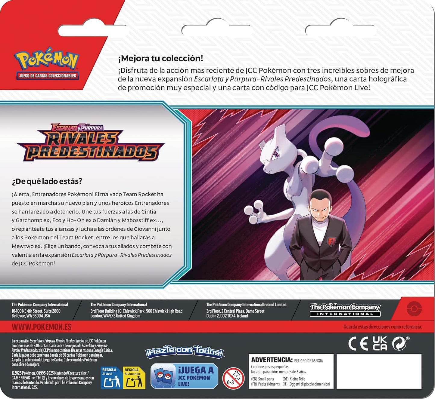 ES - 3 pack Blister Rivales Predestinados - Pokémon TCG
